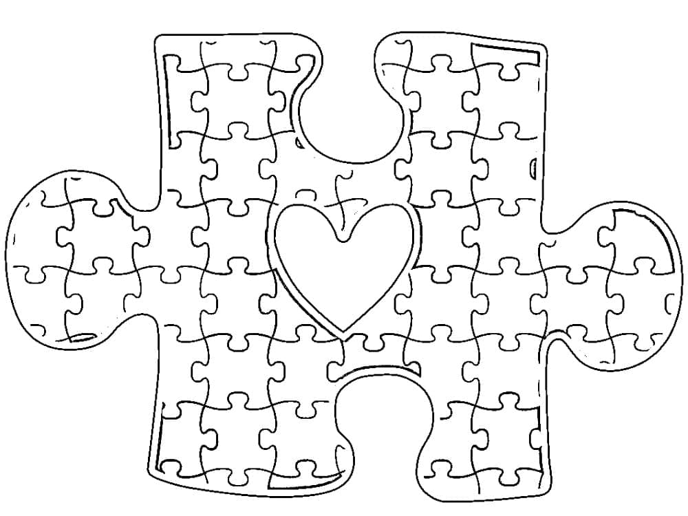 Autism awareness puzzle piece coloring page