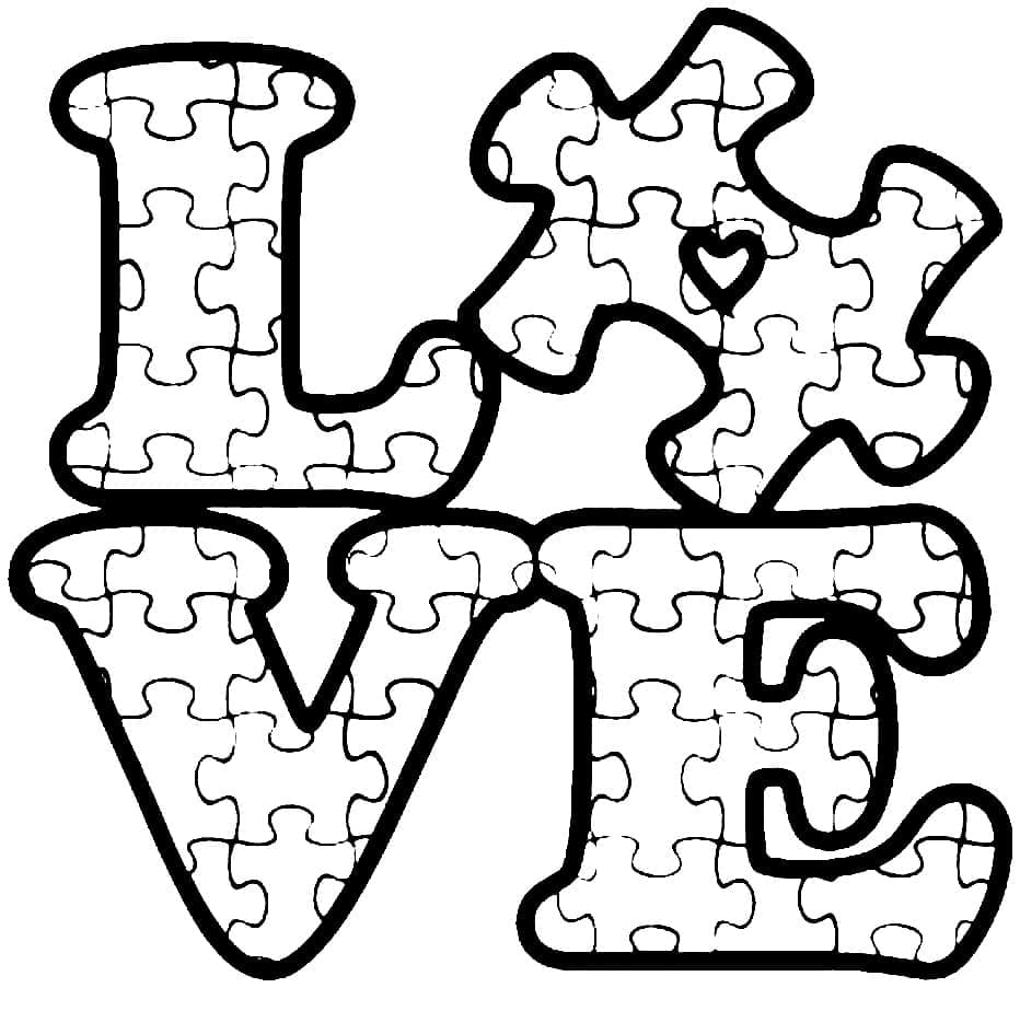 Love jigsaw puzzle coloring page