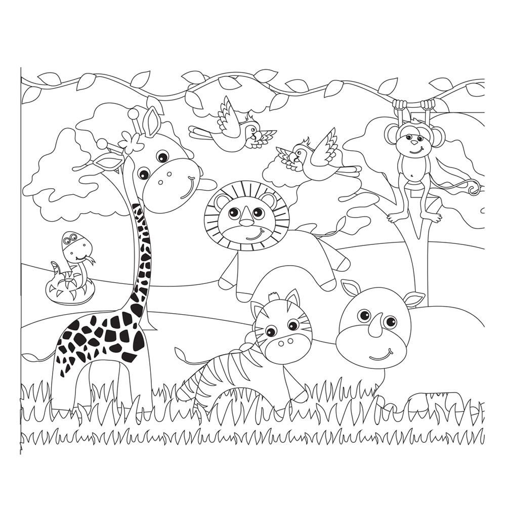 Puzzle animals pieces x cm with coloring pages