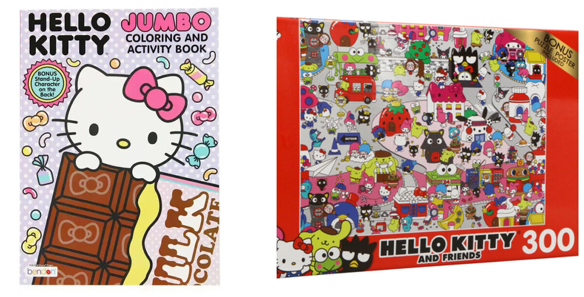 New pc hello kitty and friends piece puzzle bonus poster amp coloring book