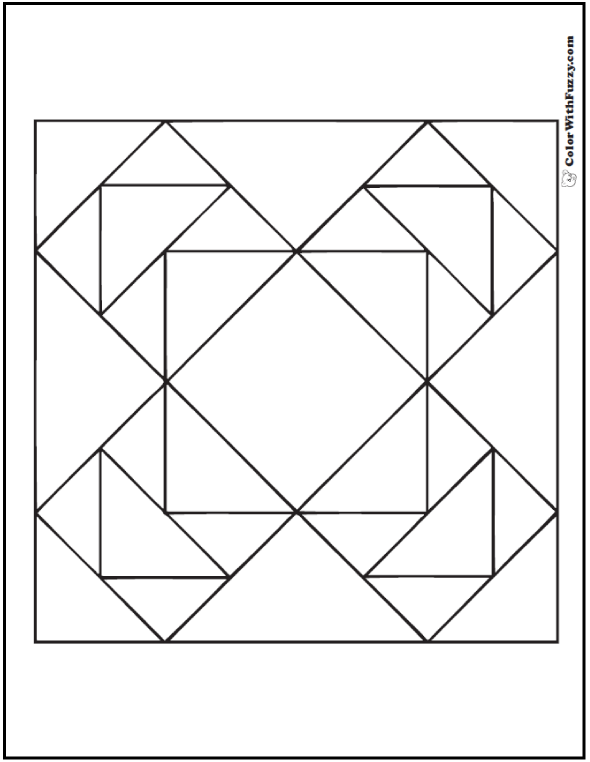 Geometric quilt coloring page