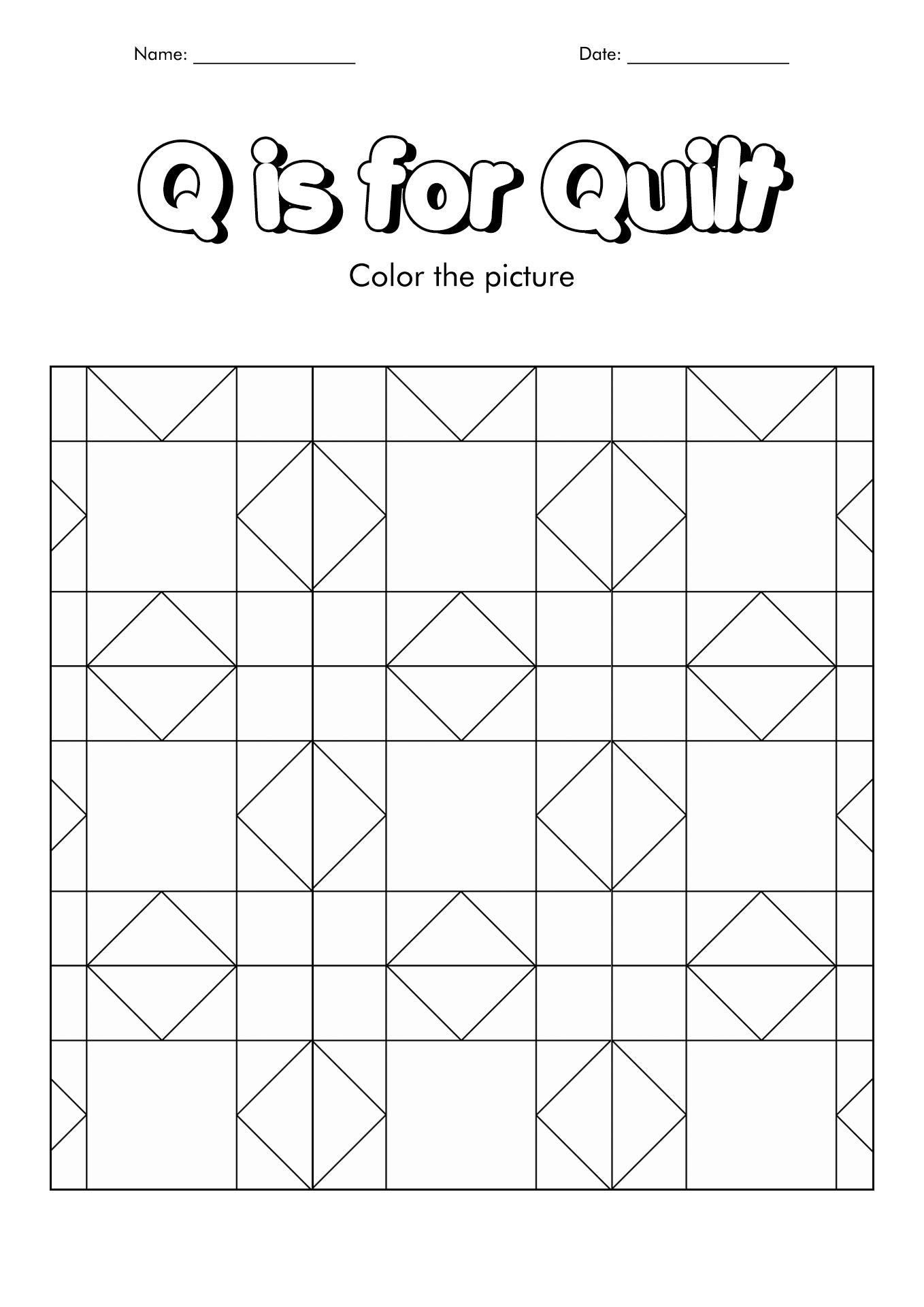 Blank quilt worksheet