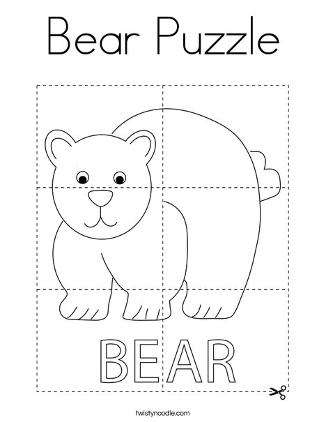 Bear puzzle coloring page