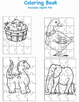 Jigsaw puzzle coloring pages activity pack for kids by coloringbook for kids