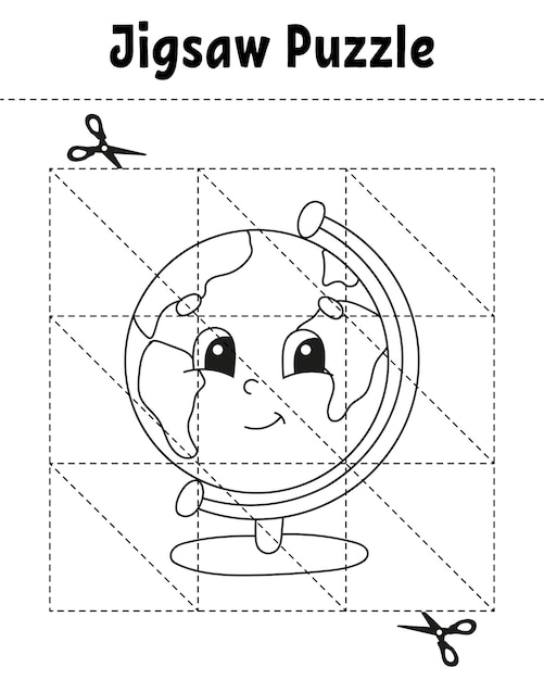Premium vector jigsaw puzzle coloring page for kids back to school theme