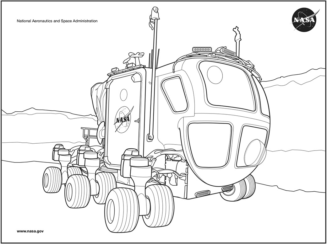 Space exploration vehicle coloring sheet