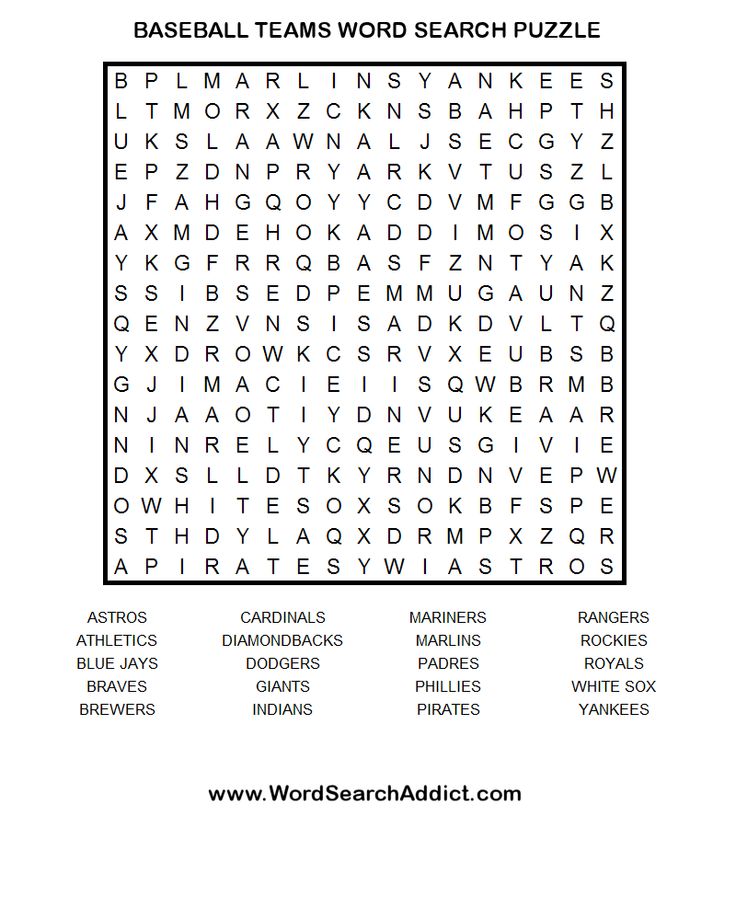 Baseball teams word search puzzle word search puzzles printables word search puzzle team word