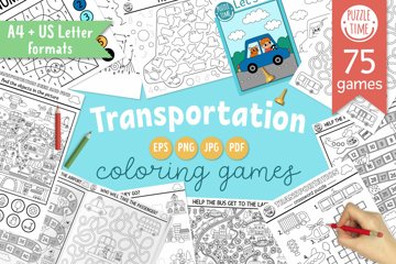 Transportation coloring games and activities for