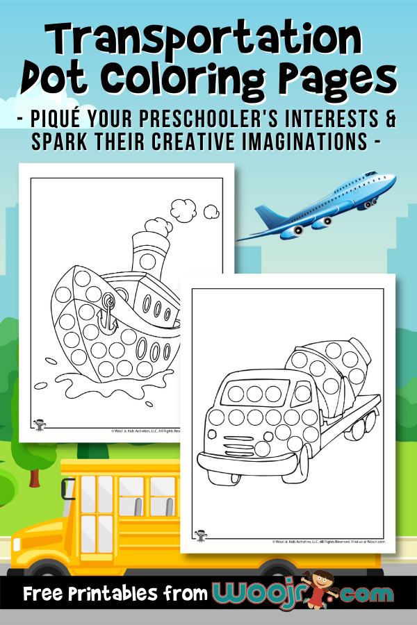 Transportation dot coloring pages woo jr kids activities childrens publishing