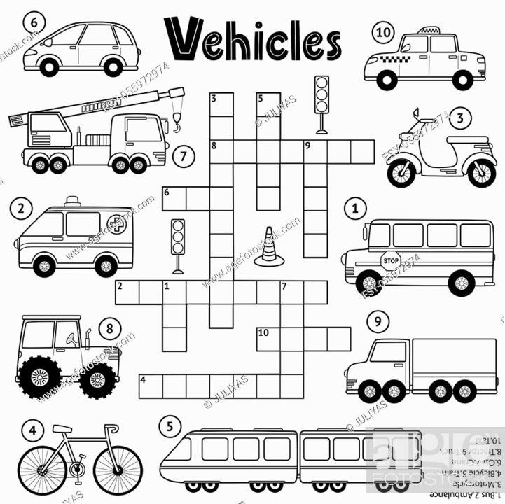 Black and white crossword puzzle game for kids about transport stock vector vector and low budget royalty free image pic esy