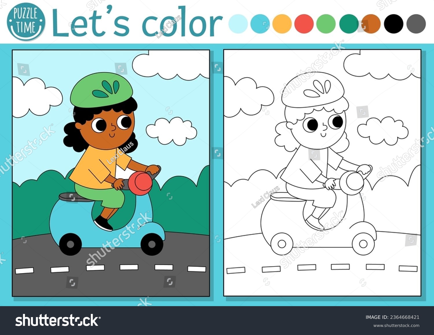 Transportation coloring page children girl on stock vector royalty free