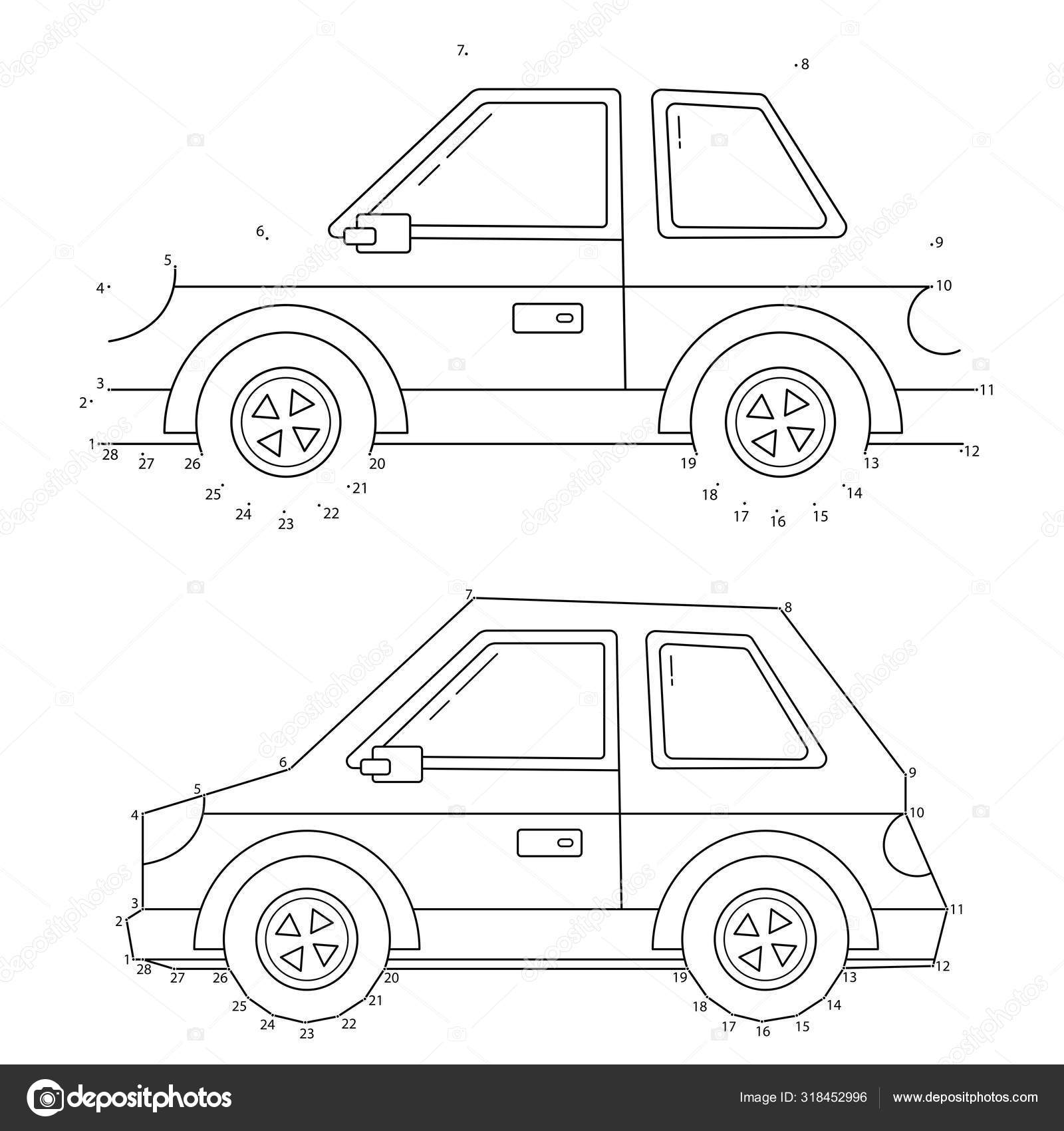 Car educational puzzle game for kids numbers game image transport or vehicle for children coloring book stock vector by oleon