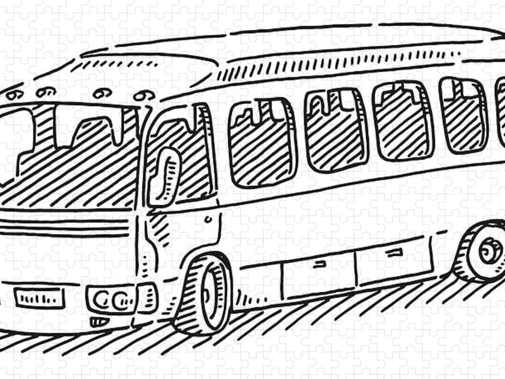 Bus public transportation symbol drawing jigsaw puzzle by frank ramspott