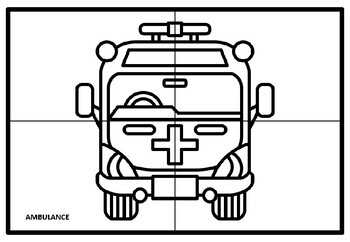 Transportation vehicles collaborative art puzzle project coloring pages