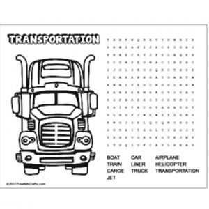 Printable transportation word search puzzle