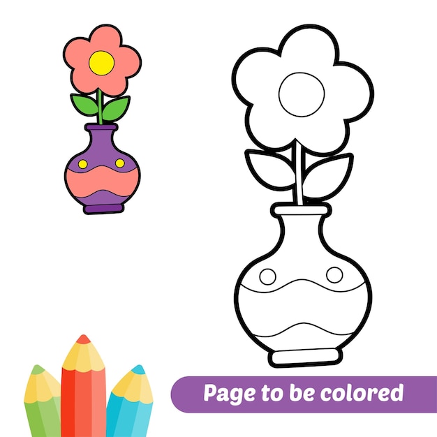 Premium vector coloring book for kids flower vase vector