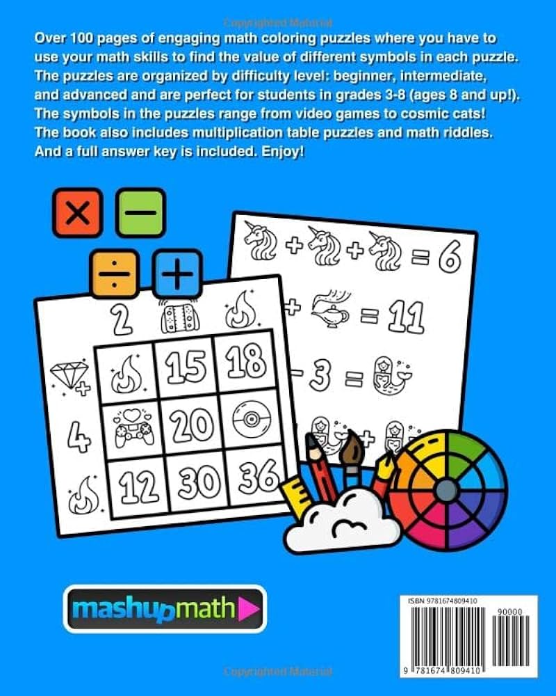 Math puzzles for kids coloring book for ages the ultimate collection of math coloring activities for students math mashup books