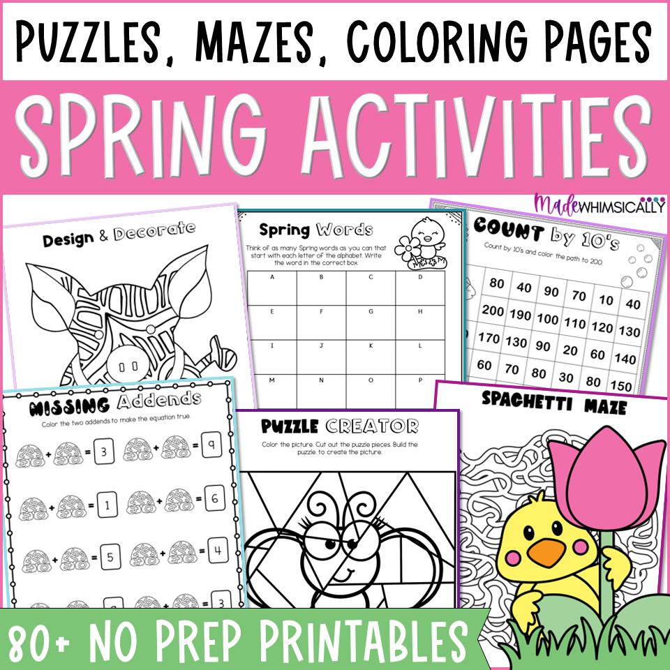 Spring activities and coloring pages