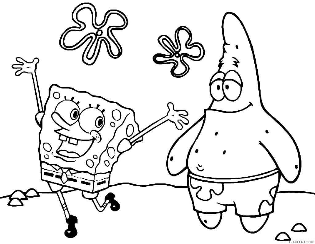 Patrick spongebob happy coloring page