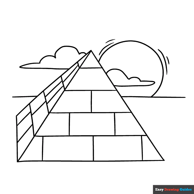 Pyramid coloring page easy drawing guides