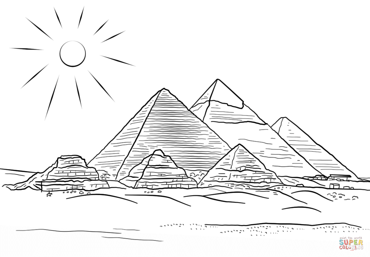 Giza pyramids coloring page from egypt category select from printable crafts of cartoons nature animals biâ egypt tattoo pyramid tattoo coloring pages