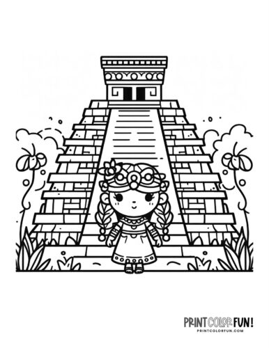 These mayan pyramid coloring pages can make ancient history fun at