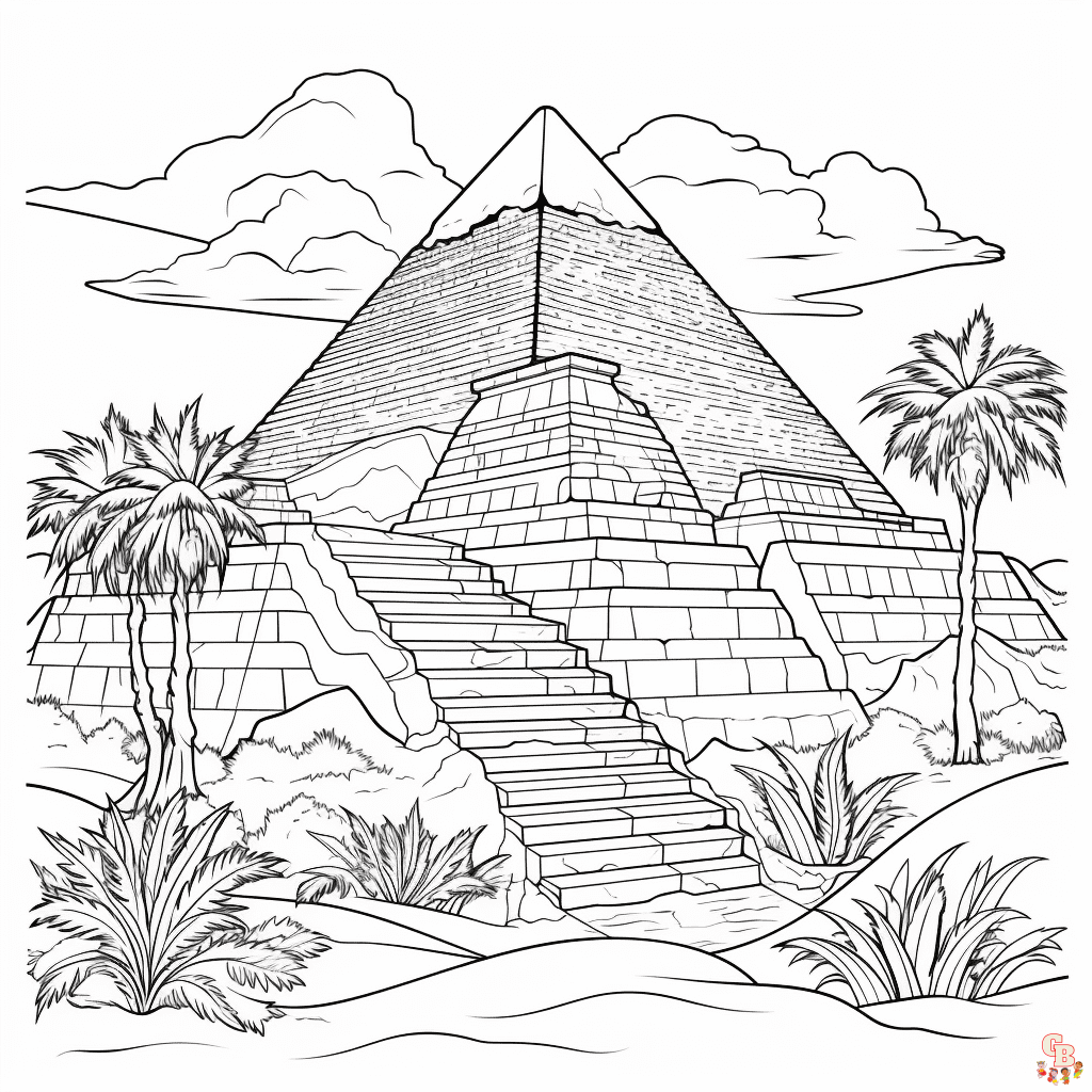 Printable pyramid coloring pages free for kids and adults