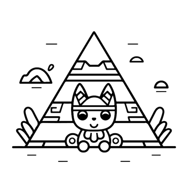 Premium vector sketch hand drawn single line art coloring page pyramid