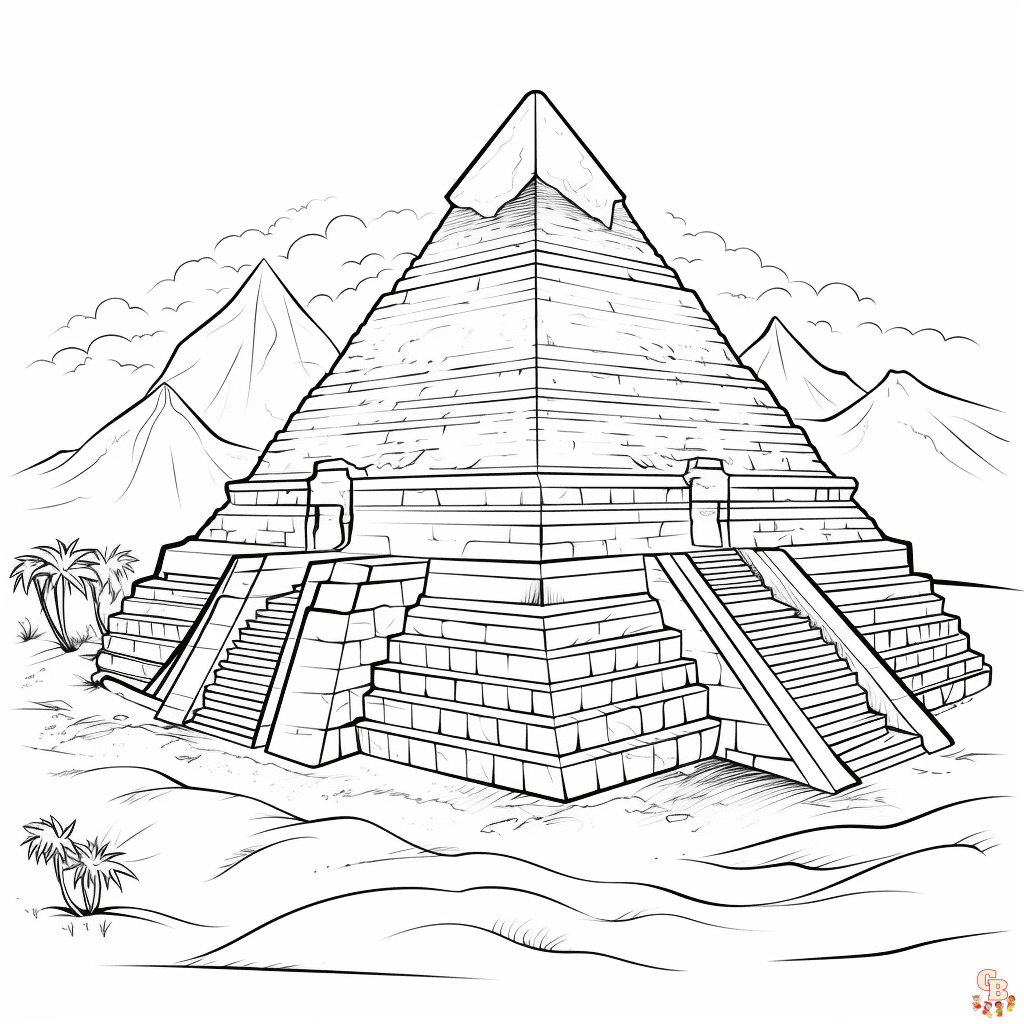 Printable pyramid coloring pages free for kids and adults