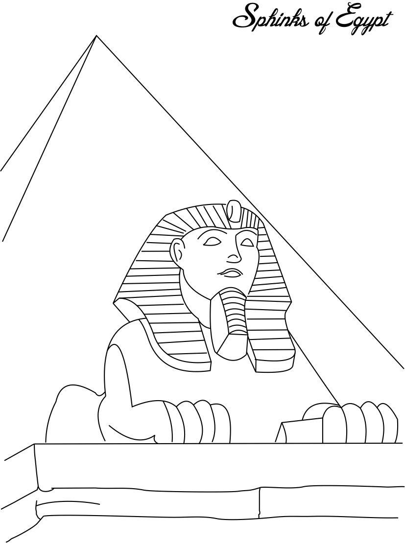 Sphinks of egypt coloring page for kids