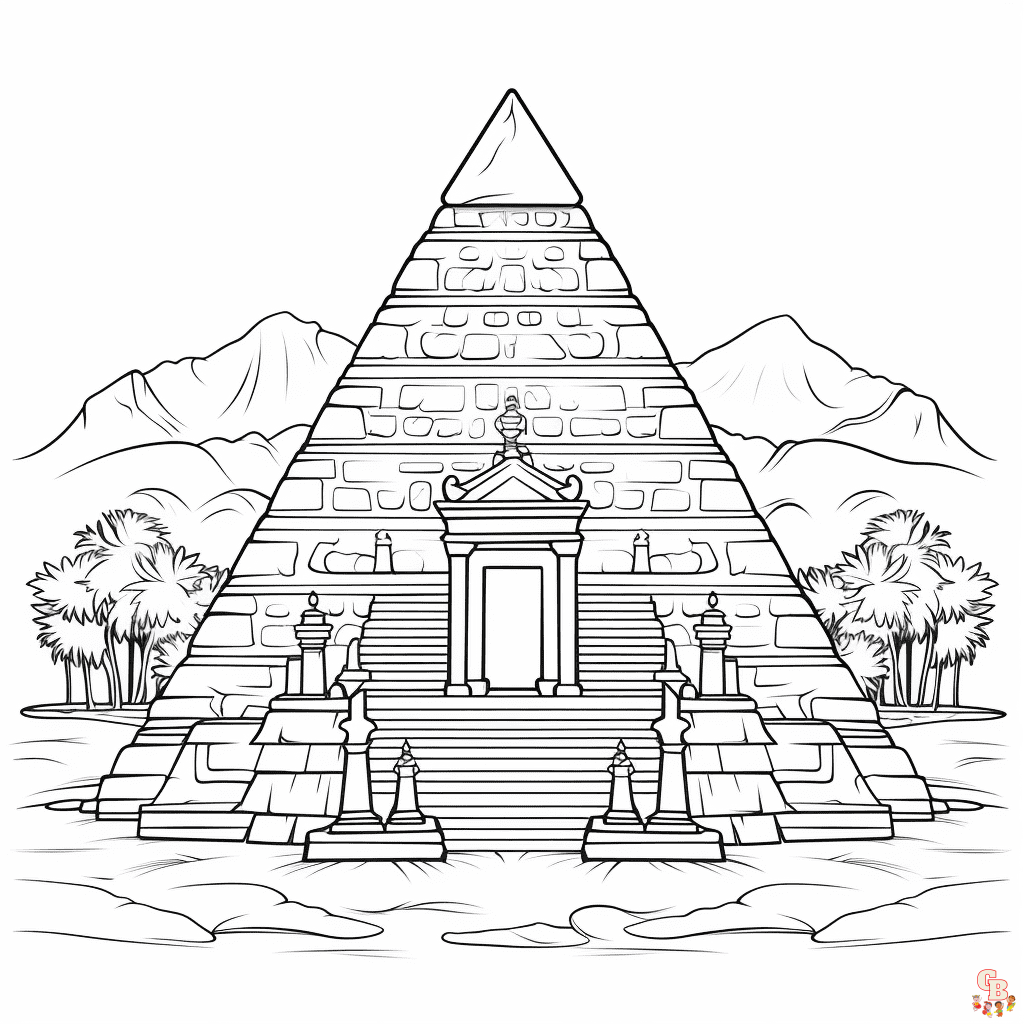 Printable pyramid coloring pages free for kids and adults