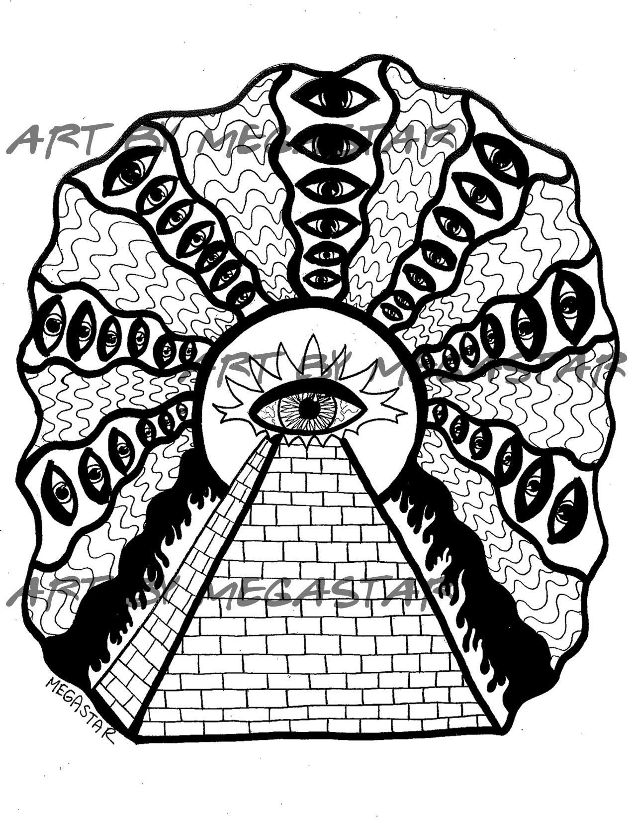 Download printable coloring book page illuminati pyramid coloring sheet coloring page adult activity unique cool coloring book page