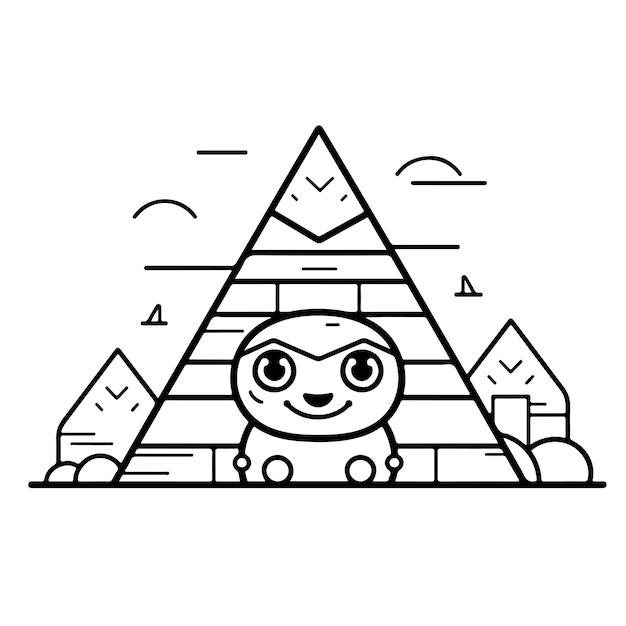 Premium vector sketch hand drawn single line art coloring page pyramid