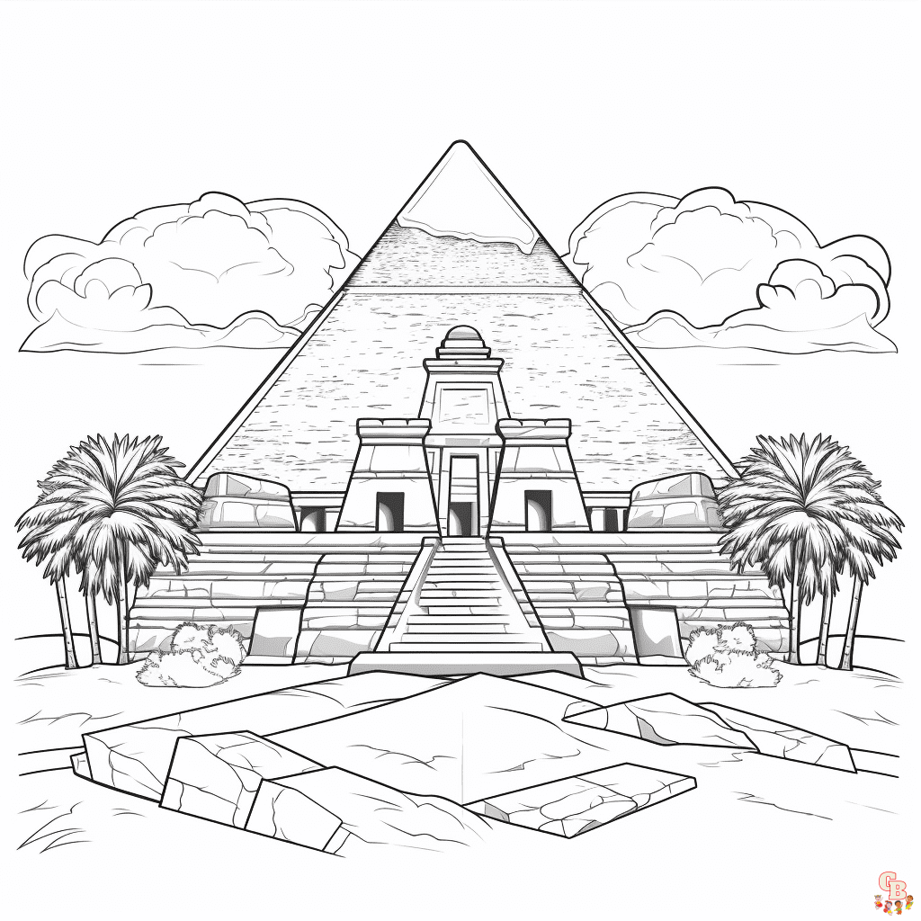 Printable pyramid coloring pages free for kids and adults