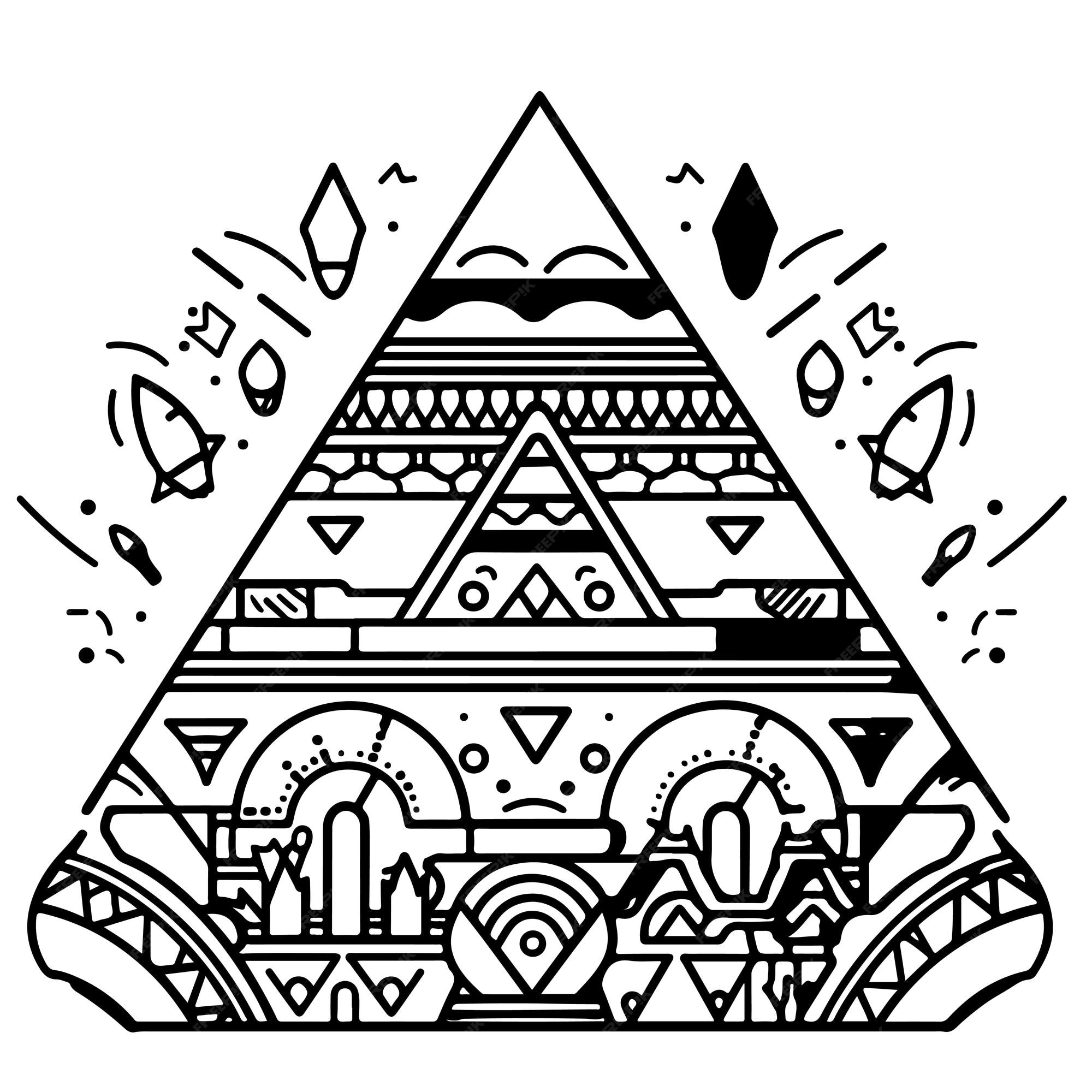 Premium vector sketch hand drawn single line art coloring page pyramid