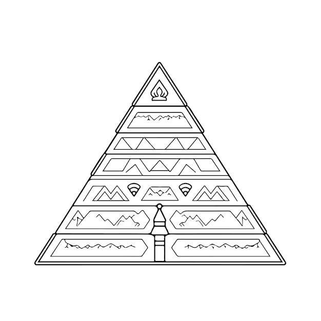 Premium vector sketch hand drawn single line art coloring page pyramid