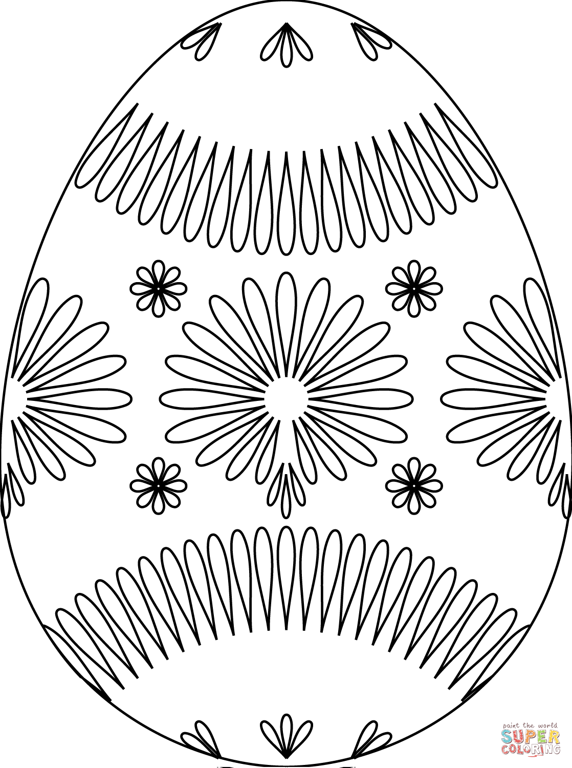 Easter egg with flower pattern coloring page free printable coloring pages