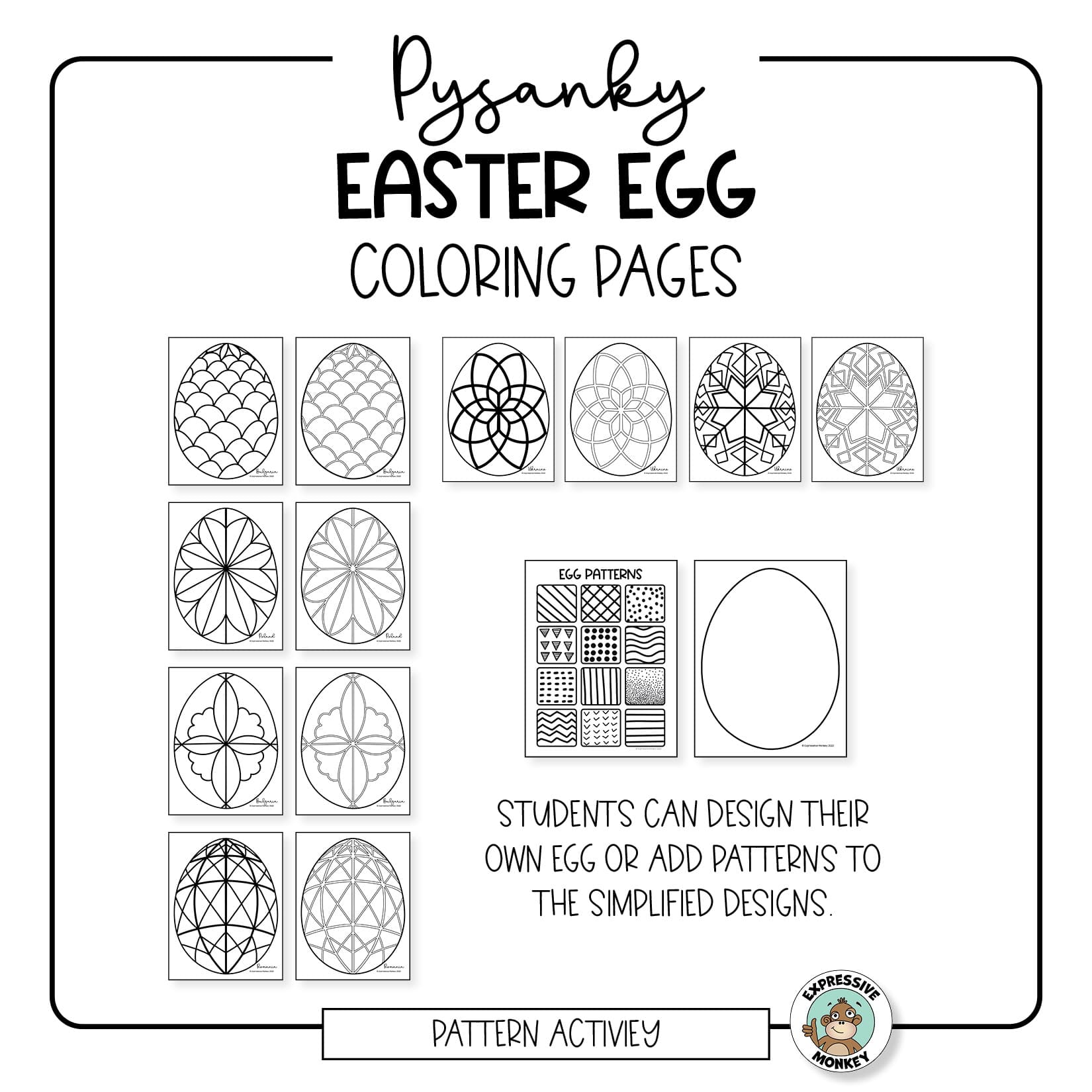 Pysanky eggs coloring pages