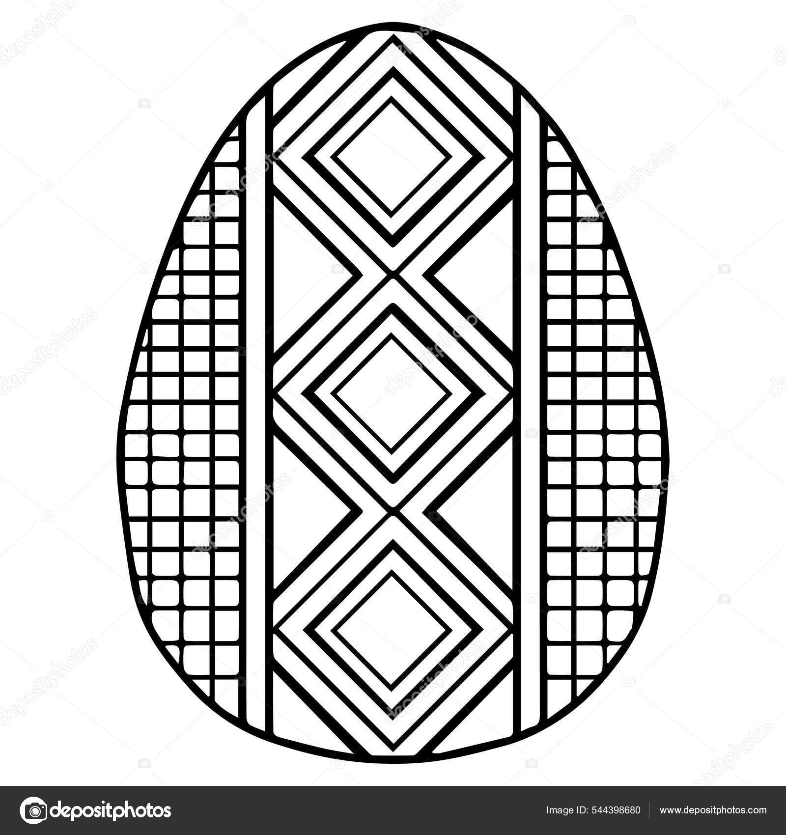 Vector easter egg coloring book adult coloring black symple geometric stock vector by natasha