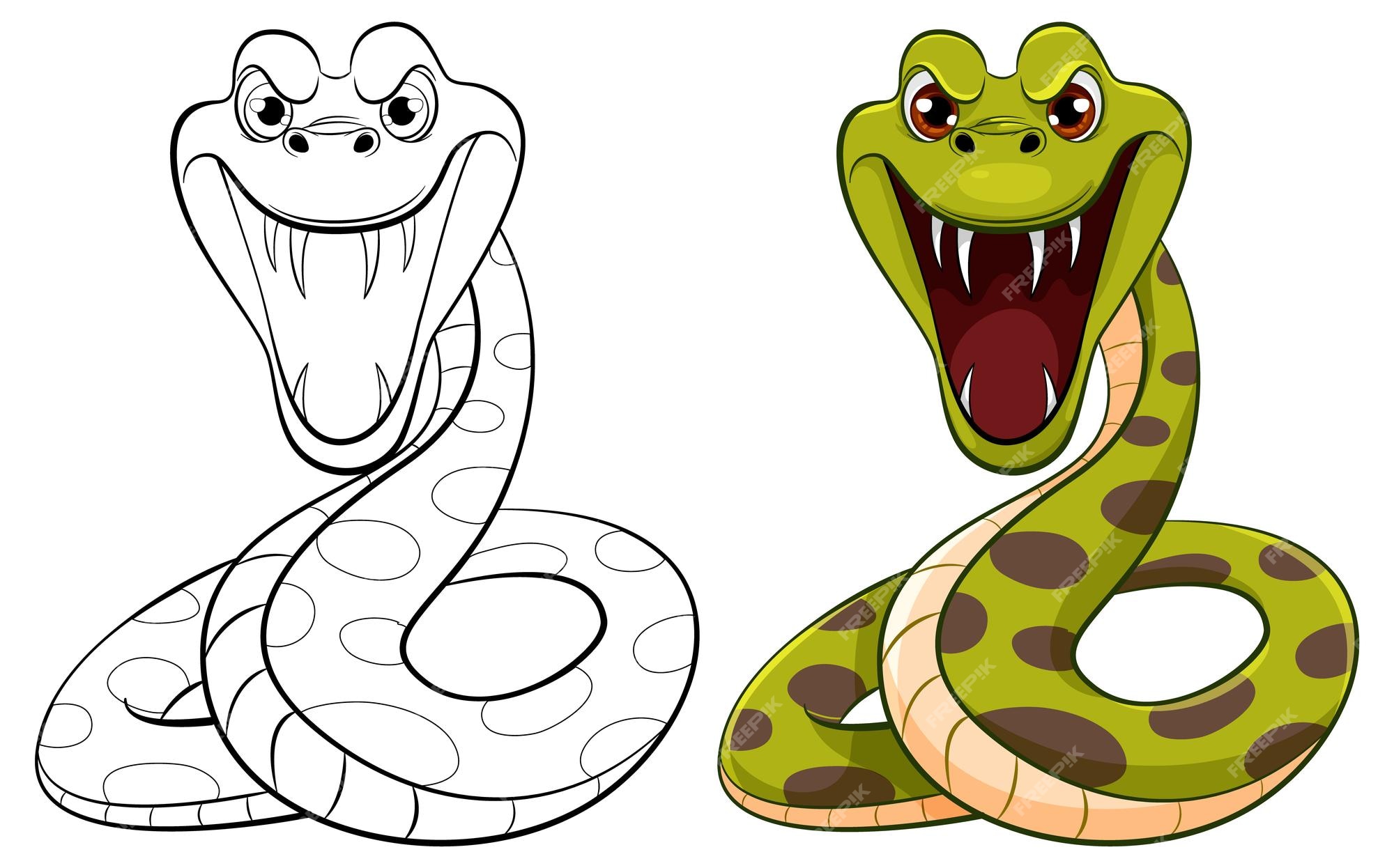 Premium vector python snake coloring page