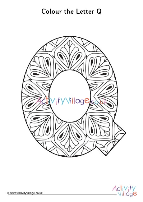 Letter q mandala louring page