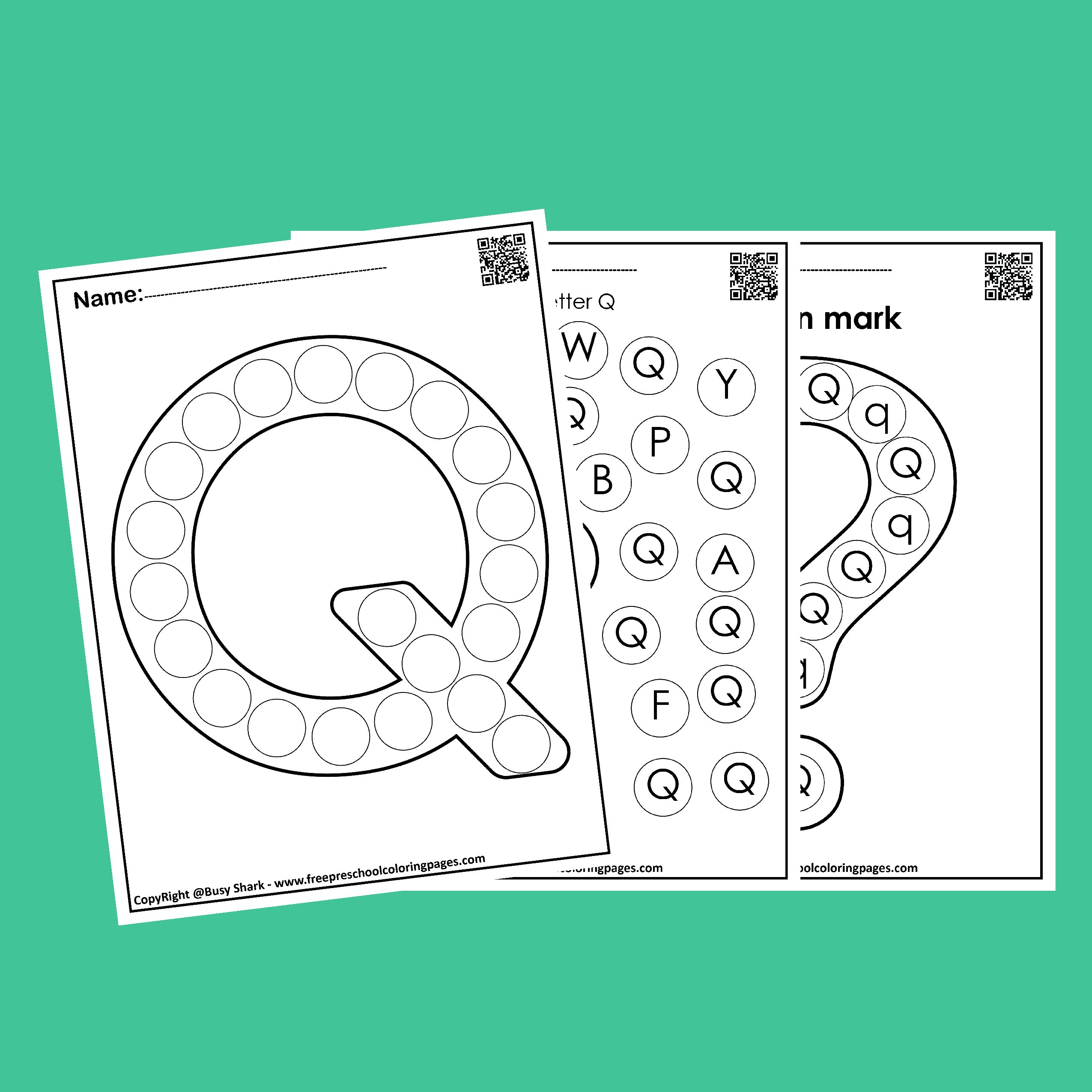 Letter q dot markers free coloring pages