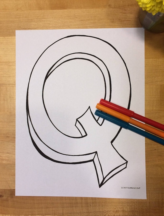 Blank capital letter q coloring page digital download printable alphabet nursery decor teacher supplies homeschool supplies