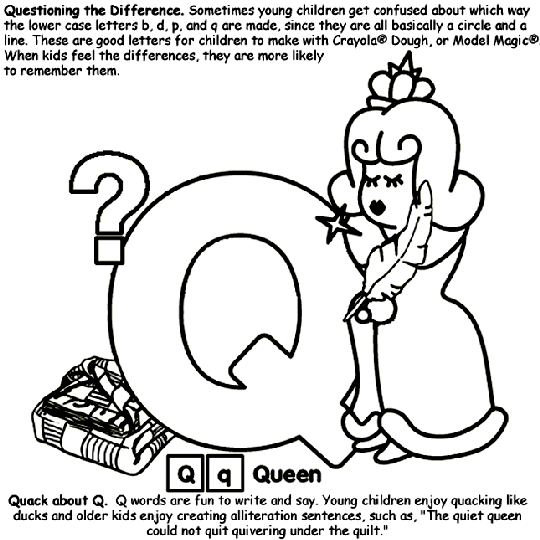 Alphabet q coloring page