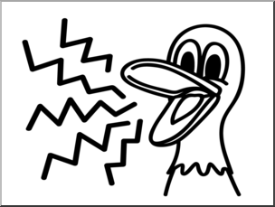 Clip art basic words quack coloring page i