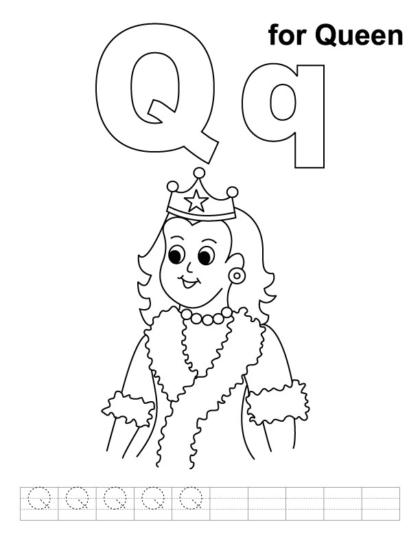 Q for queen coloring page with handwriting practice download free q for queen coloring page with handwriting practice for kids best coloring pages