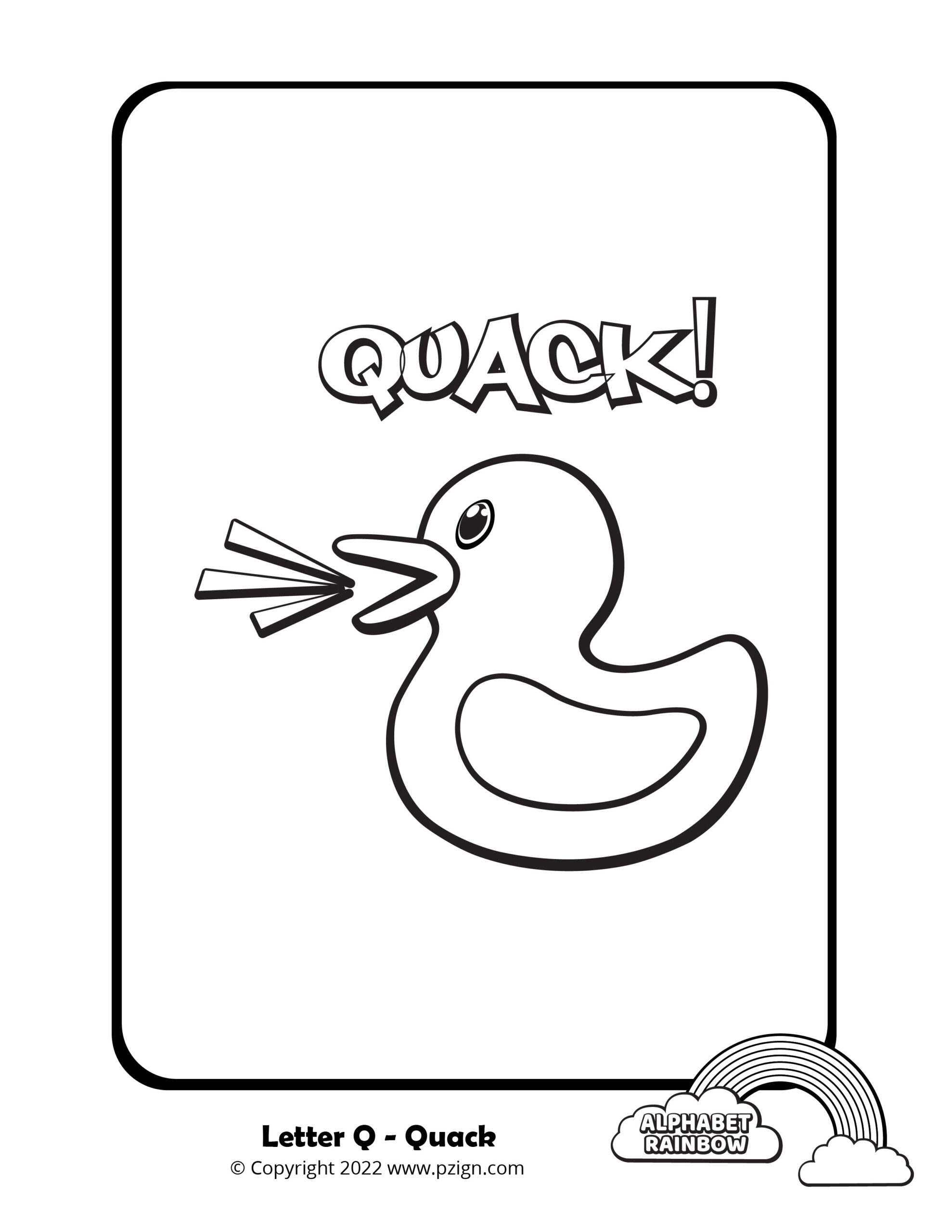 Alphabet rainbow â letter q coloring pages