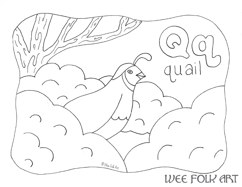 Nature alphabet coloring page letter q