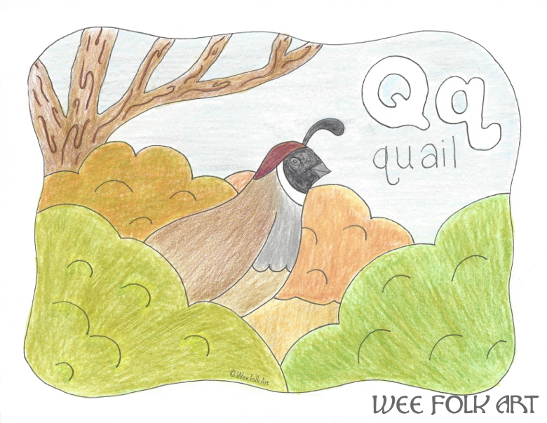 Nature alphabet coloring page letter q