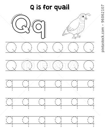 Quail animal tracing letter abc coloring page q